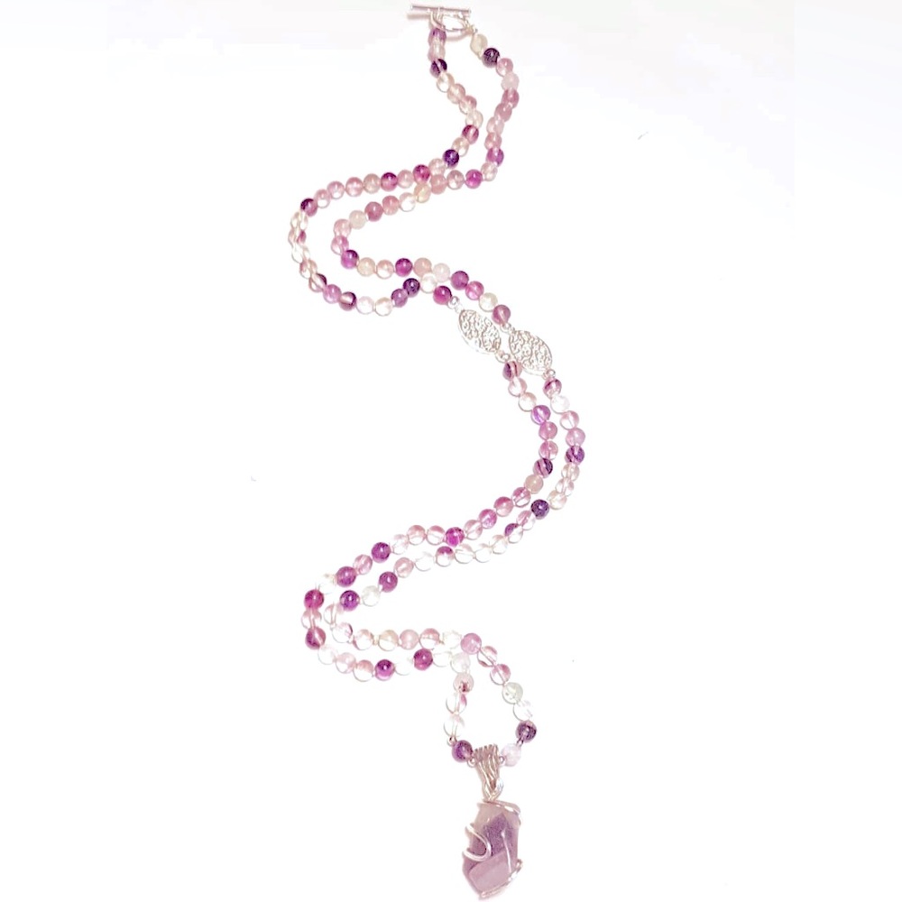 0.925 sterling silver rainbow Fluorite necklace